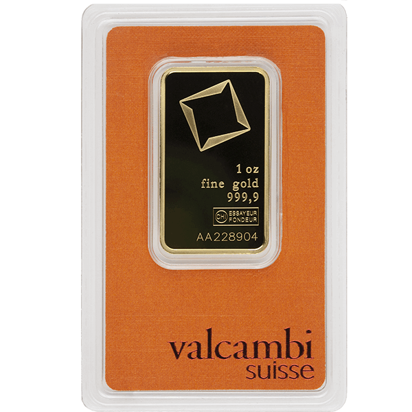 1 OZ GOLD BAR VALCAMBI Obverse