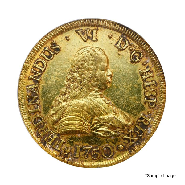 8 Escudos Gold Coin – Chile 1750 – NGC AU50 Condition