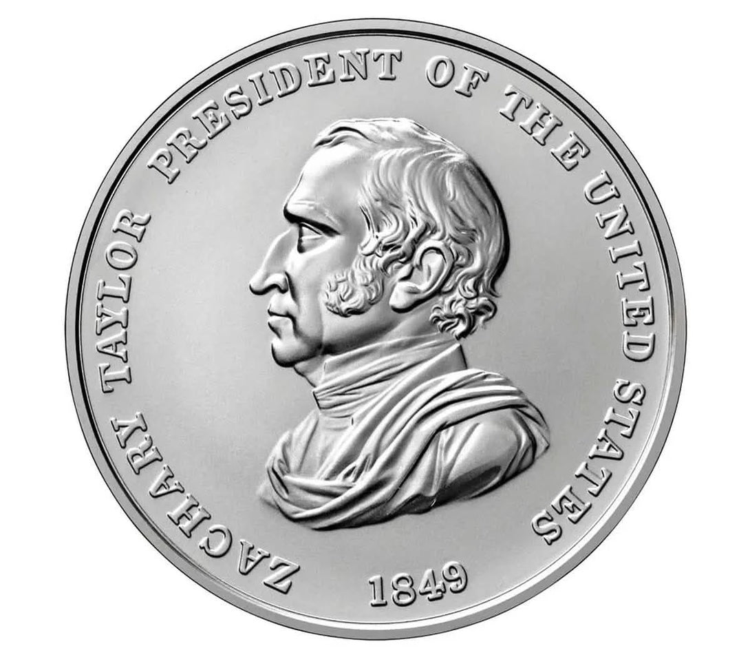Zachary Taylor Presidential Silver Medal with detailed portrait engraving, collectible historic coin honoring the 12th U.S. President and American heritage.