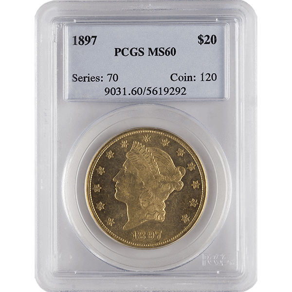 $20 LIBERTY U.S. GOLD PCGS-60 - Obverse
