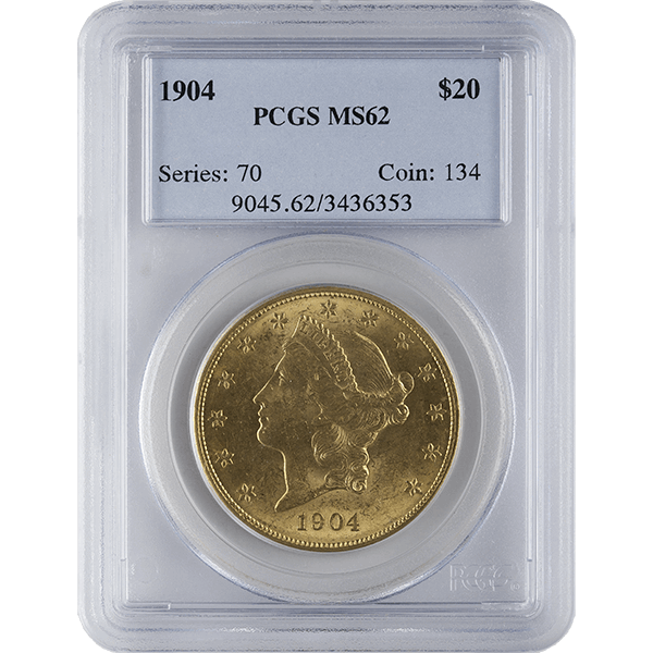 $20 U.S. GOLD LIBERTY PCGS62 - Obverse