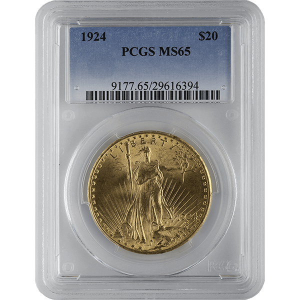 $20 U.S. GOLD SAINT PCGS65 - Obverse
