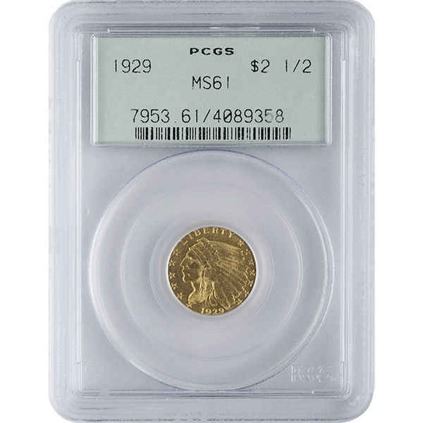 $2.5 U.S. GOLD INDIAN PCGS61 - Obverse