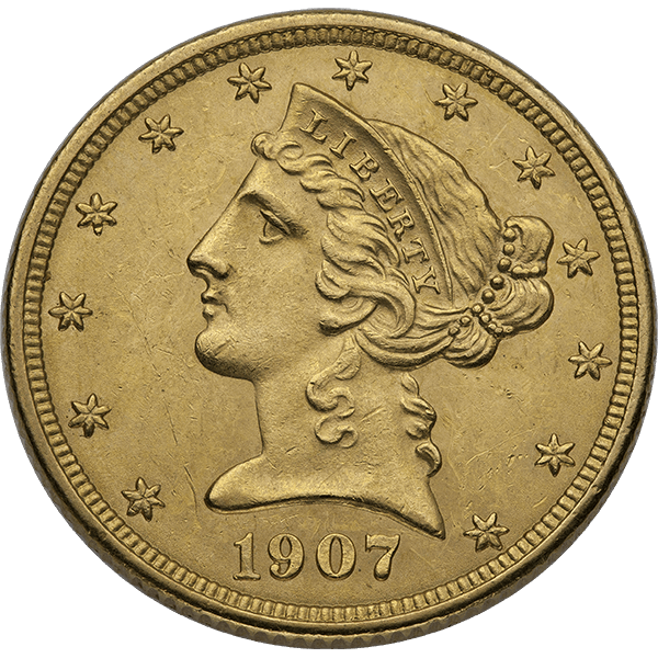 $5 U.S. GOLD LIBERTY AU - Obverse