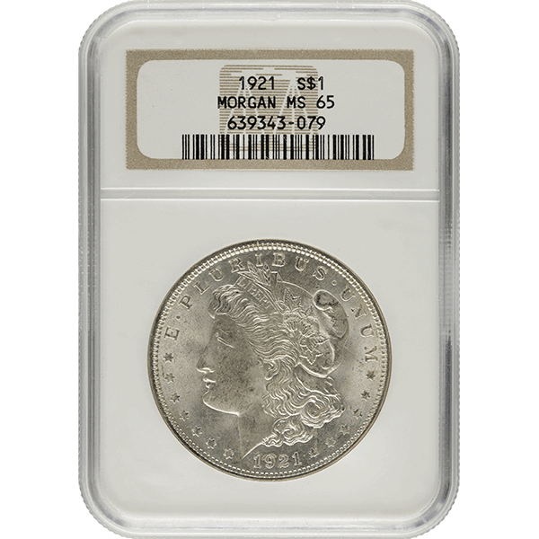 1921 AMERICAN SILVER MORGAN DOLLAR NGC65 - Obverse