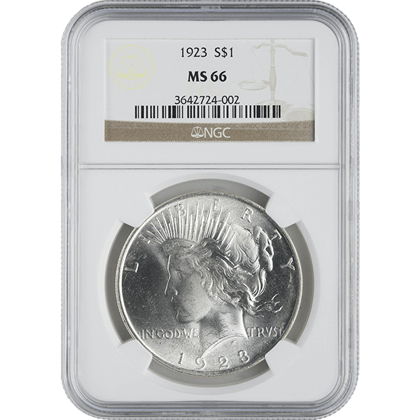 1921-1935 AMERICAN SILVER PEACE DOLLAR NGC66 - Obverse