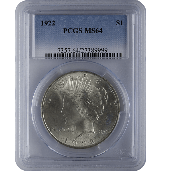 1921-1935 AMERICAN SILVER PEACE DOLLAR PCGS64 - Obverse