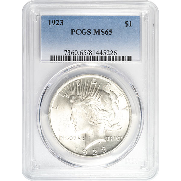 1921-1935 AMERICAN SILVER PEACE DOLLAR PCGS65 - Obverse