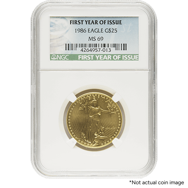 1986 American Gold Eagle $25 coin NGC MS69 First Year of Issue