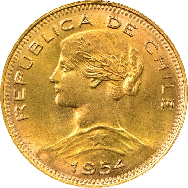 100 PESO CHILE GOLD COIN - Obverse