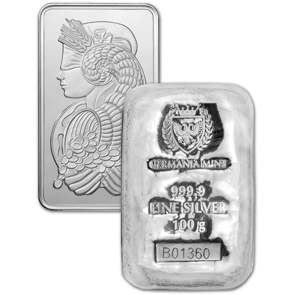 100 GRAM SILVER BAR - Obverse