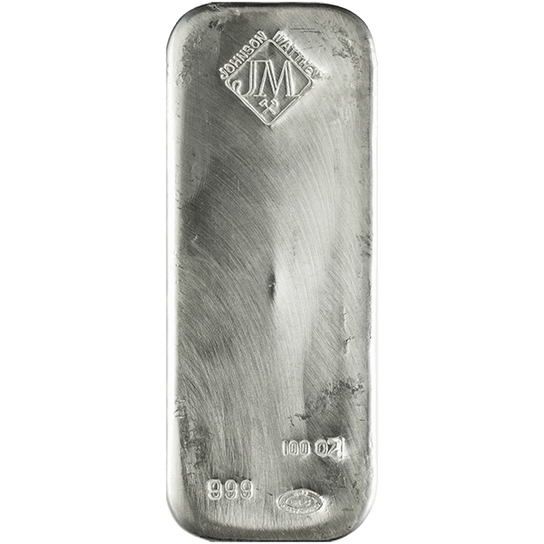 100 OZ SILVER BAR JOHNSON MATTHEY - Obverse