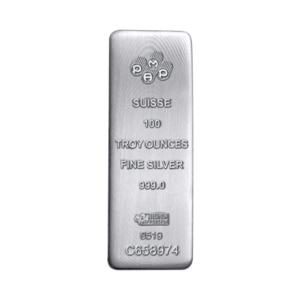 100 OZ SILVER BAR PAMP CAST - Obverse