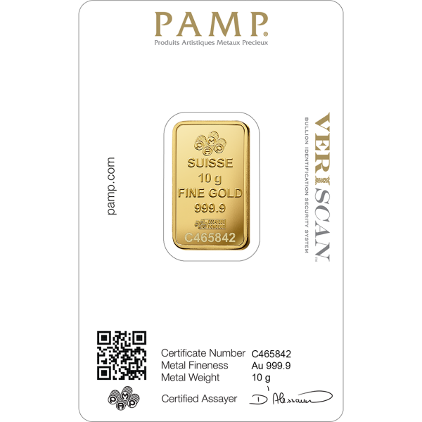 10 GRAM GOLD BAR PAMP - Reverse