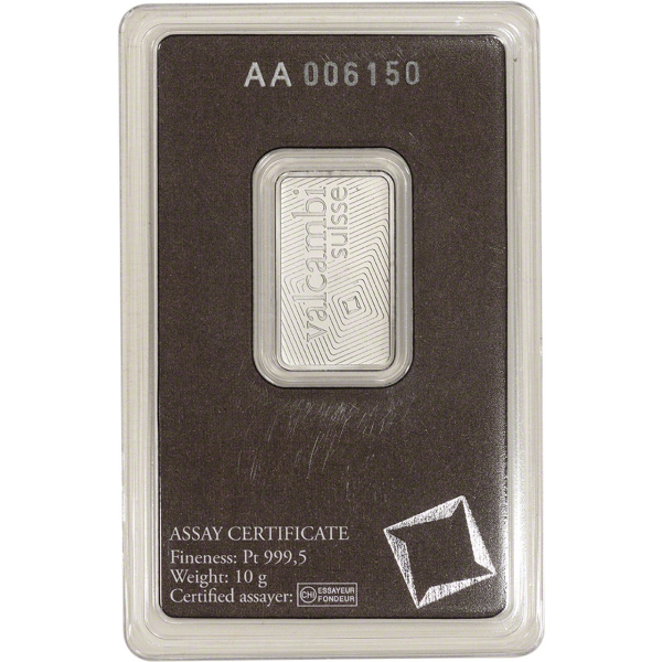 10 GRAM PLATINUM BAR VALCAMBI - Reverse