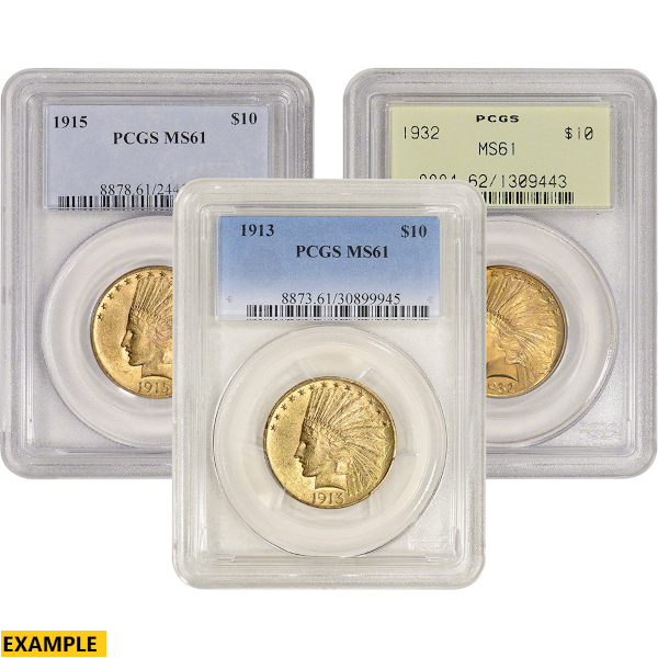 $10 U.S. GOLD INDIAN PCGS61 - Obverse