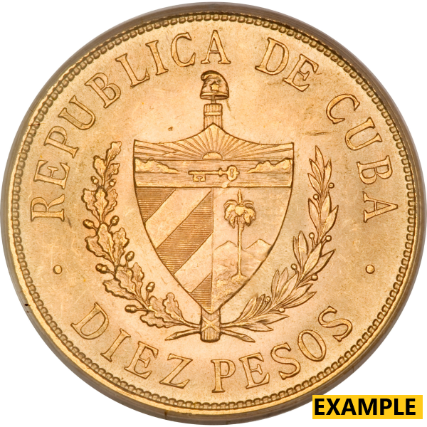 10 PESO CUBAN GOLD COIN - Obverse