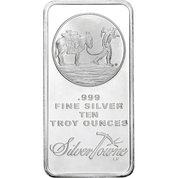 10 OZ SILVER BAR PROSPECTOR SILVERTOWNE - Obverse
