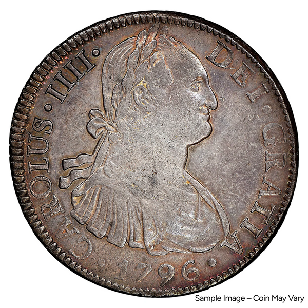 1796 Mexico 8 Reales Silver Coin - NGC AU58 WINGS