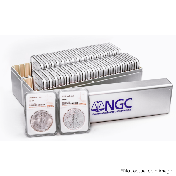 1987 1 oz American Silver Eagle NGC MS69 Certified Coin in NGC Display Box – Better Date Silver Bullion Collectible