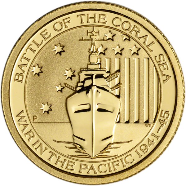 1/10 OZ GOLD ROUND BATTLE OF THE CORAL SEA - Obverse