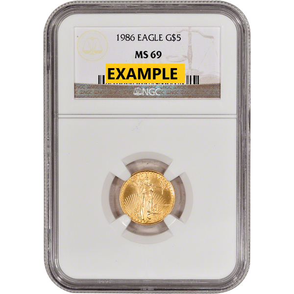 1986 1/10 OZ AMERICAN GOLD EAGLE NGC MS69 - Obverse