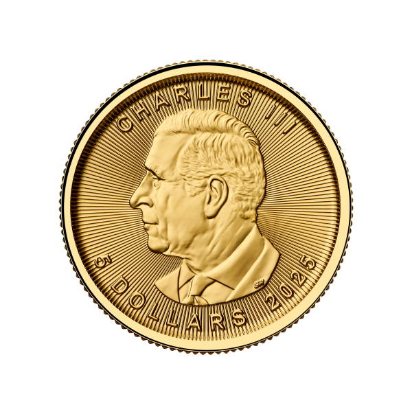 2025 Canadian gold coin featuring a left-facing portrait of King Charles III