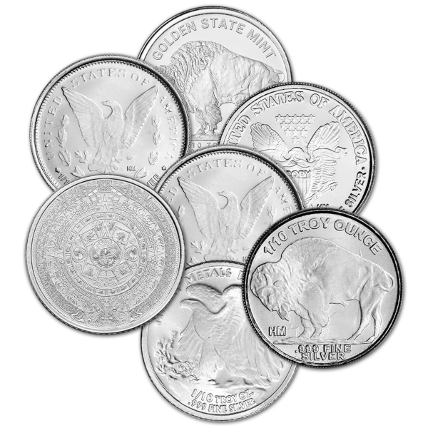 1/10 OZ SILVER ROUND GENERIC BRAND - Reverse