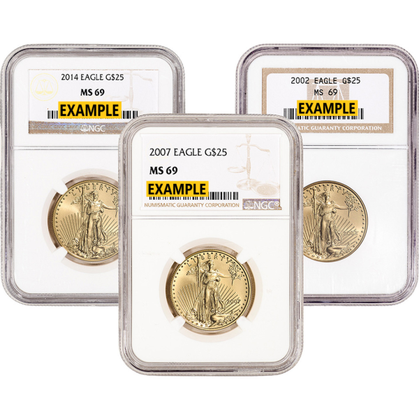 1/2 OZ AMERICAN GOLD EAGLE NGC MS69 - Obverse