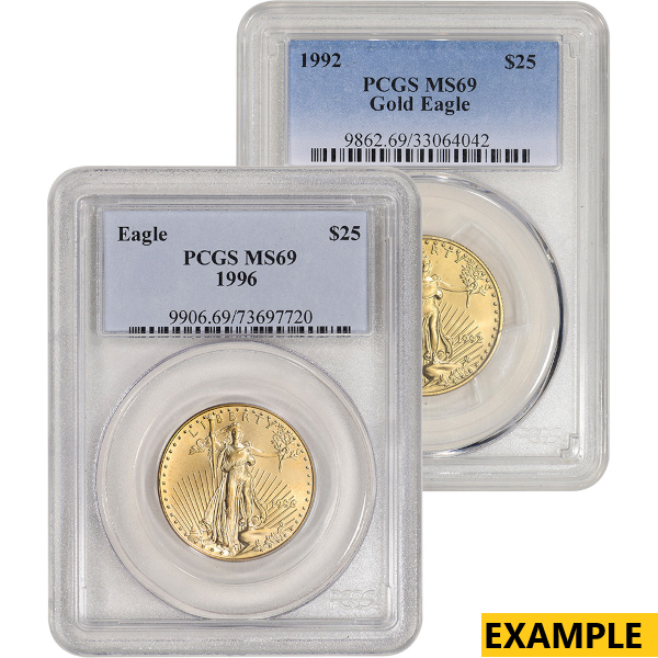 1/2 OZ AMERICAN GOLD EAGLE PCGS MS69 - Obverse