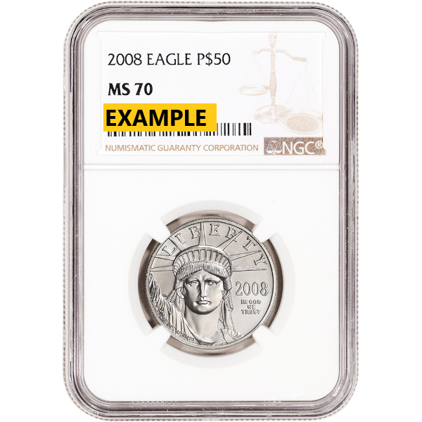 1/2 OZ PLATINUM AMERICAN EAGLE NGC MS70 - Obverse