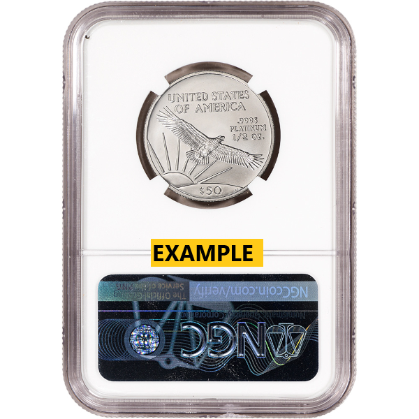 1/2 OZ PLATINUM AMERICAN EAGLE NGC MS70 - Reverse