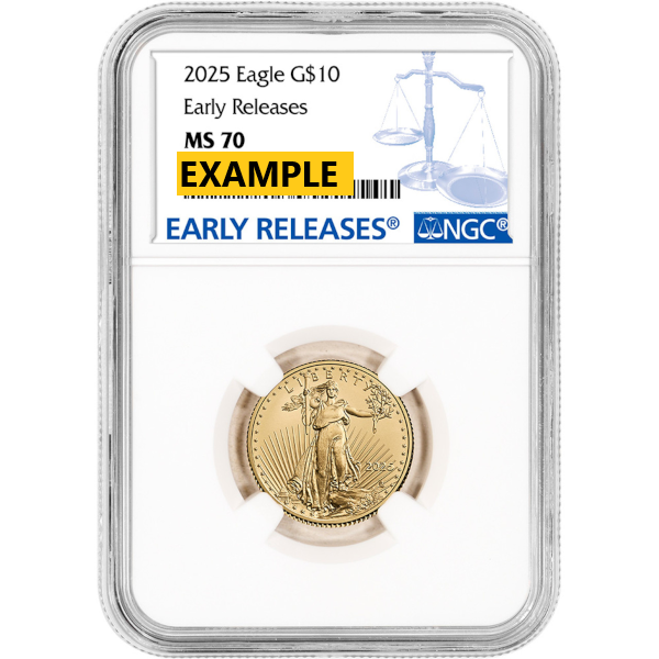 2025 1/4 oz American Gold Eagle MS70 NGC Early Releases coin with Liberty design in certified holder
