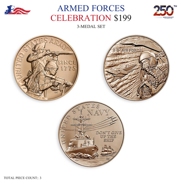 250th Anniversary - Armed Forces Celebration - 3-Medal Set