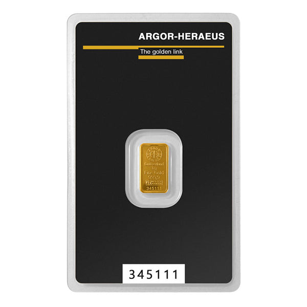1 GRAM GOLD BAR ARGOR-HERAEUS - Obverse