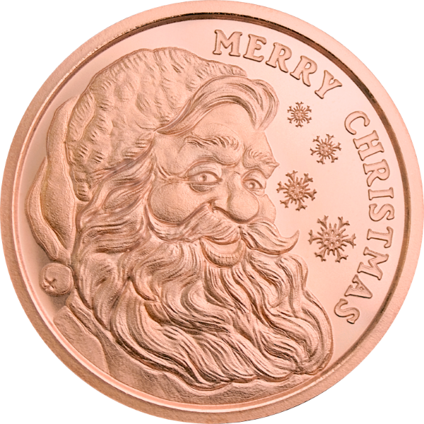 1 OZ COPPER ROUND SANTA GOLDEN STATE MINT - Obverse
