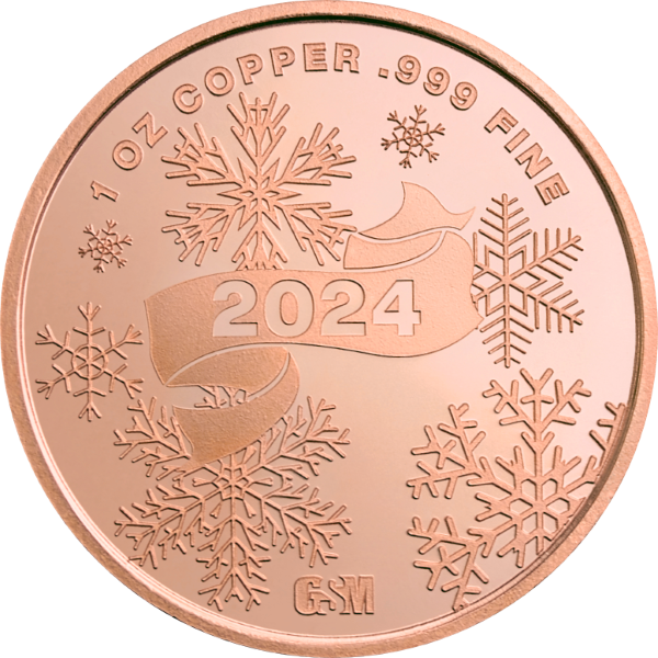 1 OZ COPPER ROUND SANTA GOLDEN STATE MINT - Reverse