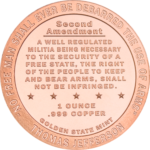 1 OZ COPPER ROUND SECOND AMENDMENT - Reverse