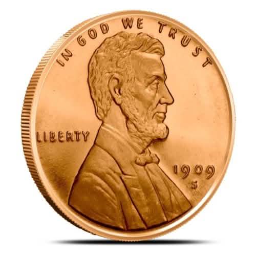 1 OZ COPPER ROUND WHEAT CENT - LOT OF 10 Obverse