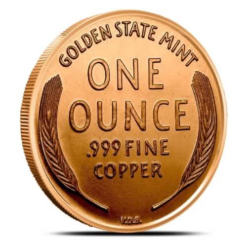 1 OZ COPPER ROUND WHEAT CENT - LOT OF 10 Reverse