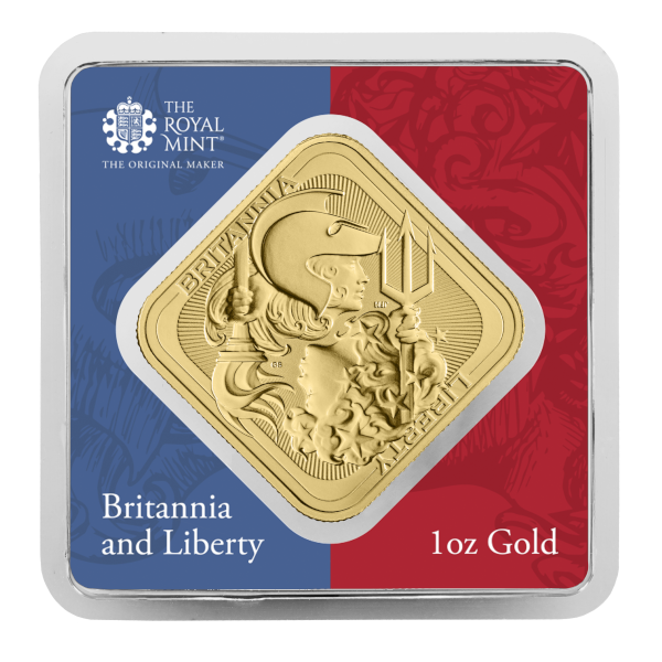 1 OZ GOLD BAR BRITANNIA AND LIBERTY - Obverse