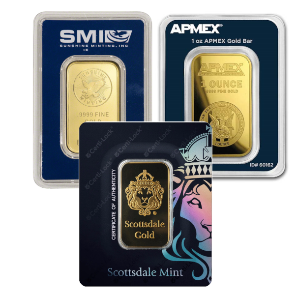 1 OZ GOLD BAR IN A CERT CARD HOLDER - Obverse