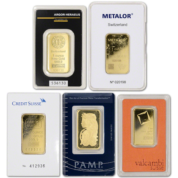 1 OZ GOLD BAR LBMA BRANDS - Obverse
