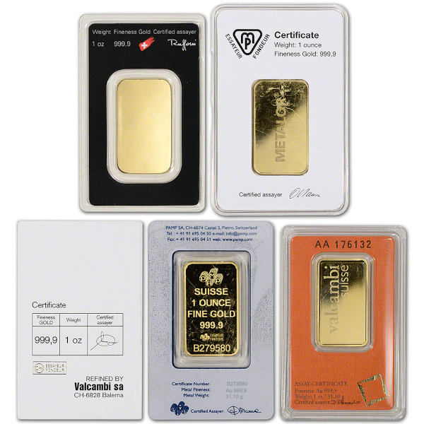 1 OZ GOLD BAR LBMA BRANDS - Reverse