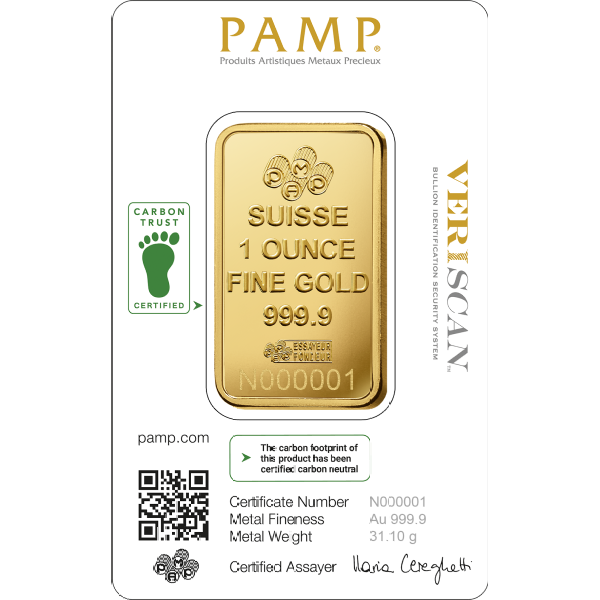 1 OZ GOLD BAR PAMP FORTUNA - Reverse
