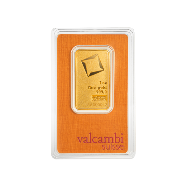 1 OZ GOLD BAR VALCAMBI MATTE FINISH - Obverse