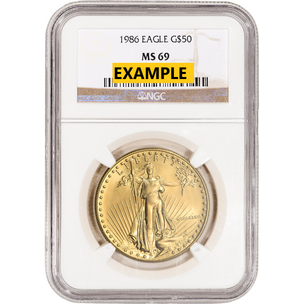 1986 1 OZ AMERICAN GOLD EAGLE NGC MS69 - Obverse