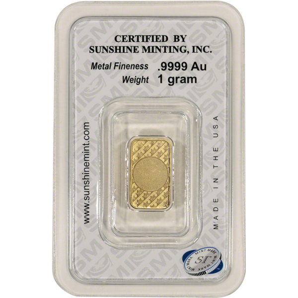 1 GRAM GOLD BAR SUNSHINE - Reverse