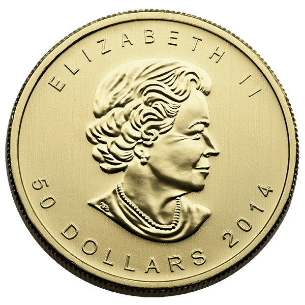 2014 Canadian Gold Maple Leaf Coin with Queen Elizabeth II – 1 oz $50 gold coin for sale