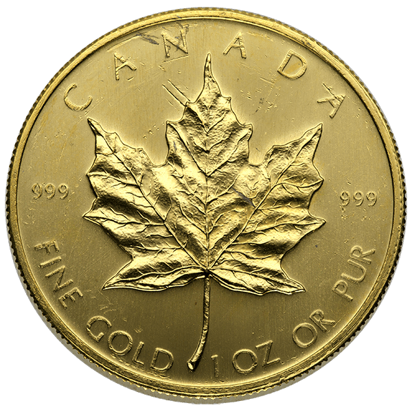 1 OZ CANADIAN GOLD MAPLE LEAF SCRUFFY - Obverse